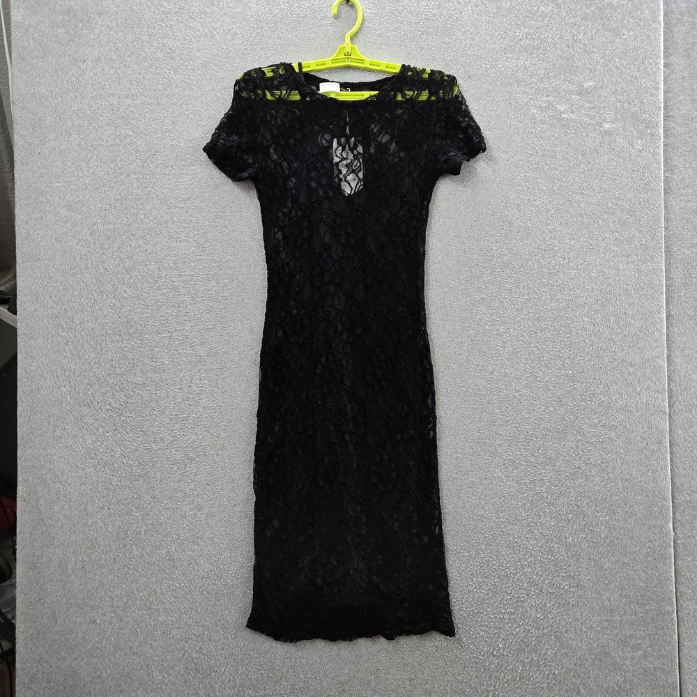 Zara Women Dress S Black Nylon‎ Polyester Floral Bodycon Lace Overlay NWT